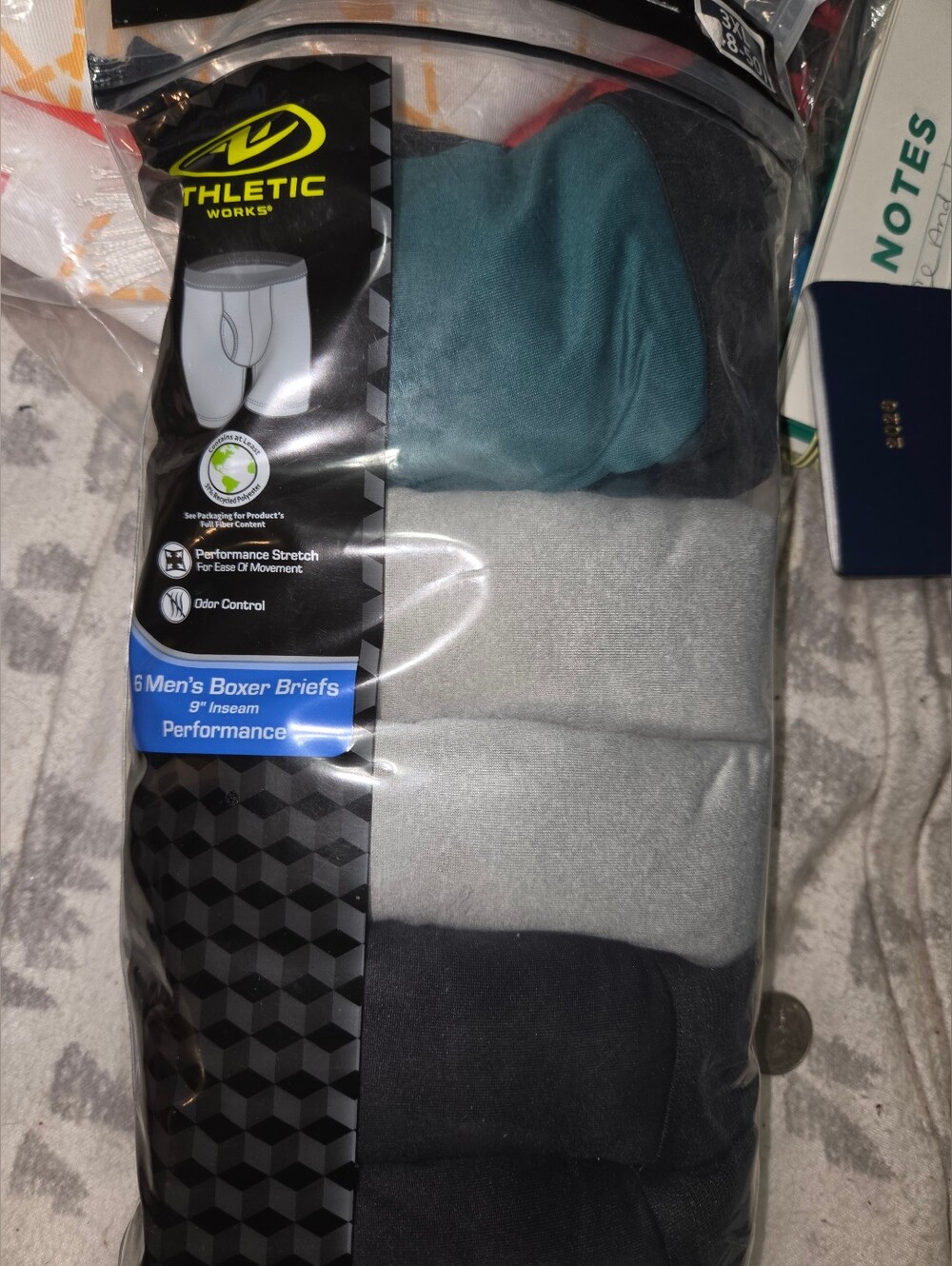 Athletic Works Men's Boxer Briefs - Teal, Gray, Black (6-Pack)